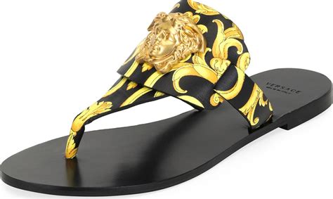 versace hibiscus-print flat sandals|Versace women's sandals.